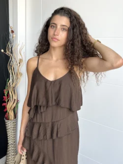 Vestido Tirantes Chocolate con Volantes - Imagen 7