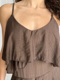 Vestido Tirantes Chocolate con Volantes - Imagen 16