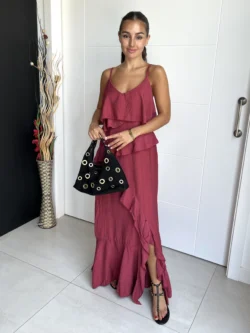 Vestido Tirantes Frambuesa con Volantes - Imagen 4