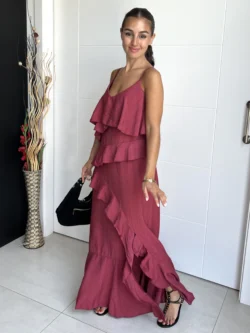 Vestido Tirantes Frambuesa con Volantes - Imagen 5