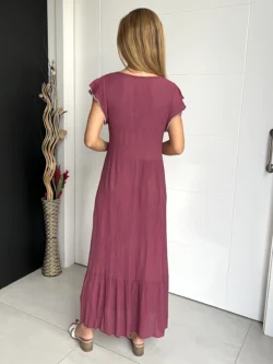 Vestido Vuelo Volantes Pico Berenjena - Imagen 9
