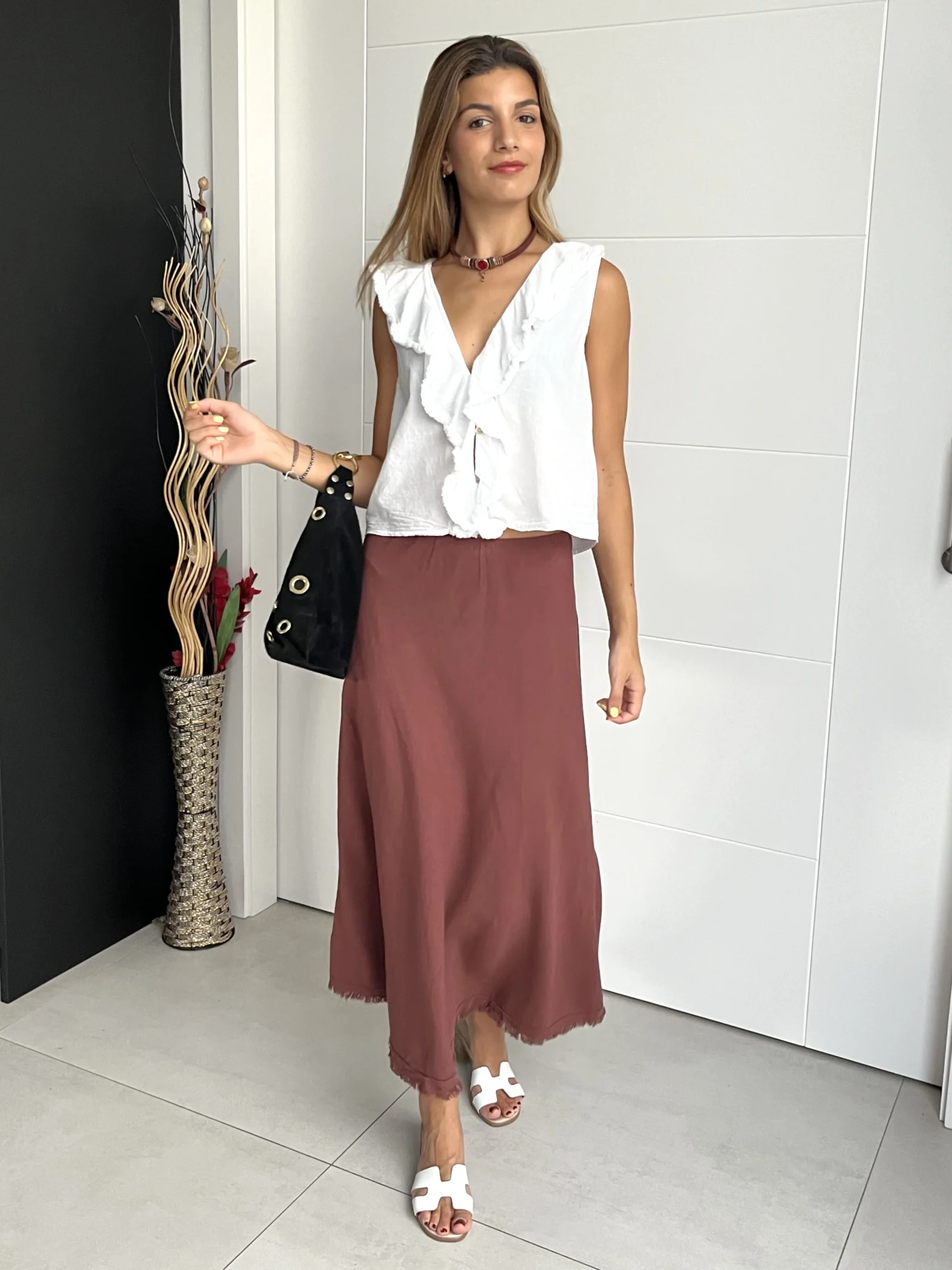 Falda Midi Teja Hilo