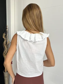 Blusa Blanca Volantes Deshilachada - Imagen 5