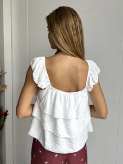 Blusa Blanca Goma Volantes - Imagen 7
