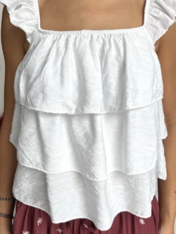 Blusa Blanca Goma Volantes - Imagen 8