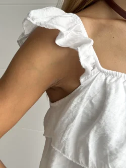 Blusa Blanca Goma Volantes - Imagen 9