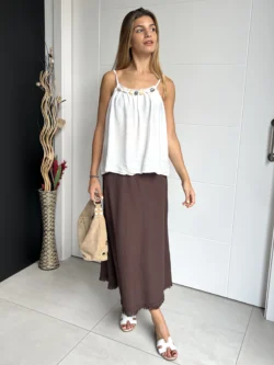 Falda Midi Chocolate Hilo - Imagen 3