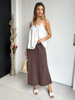 Falda Midi Chocolate Hilo - Imagen 4
