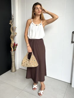 Falda Midi Chocolate Hilo - Imagen 2