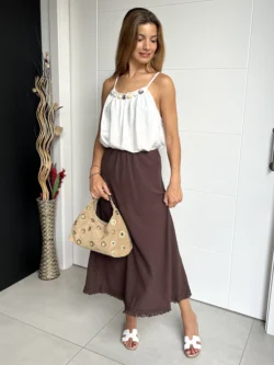 Falda Midi Chocolate Hilo - Imagen 6