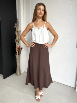 Falda Midi Chocolate Hilo - Imagen 7