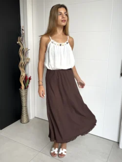 Falda Midi Chocolate Hilo - Imagen 8