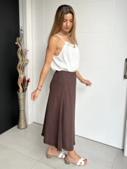 Falda Midi Chocolate Hilo - Imagen 9