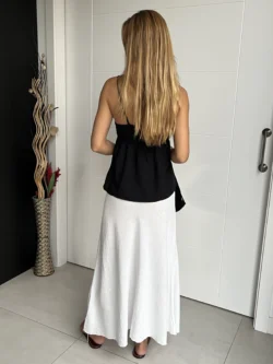 Falda Midi Blanca Hilo - Imagen 8