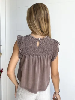 Blusa Tirantes Drapeada Marrón - Imagen 6