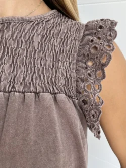 Blusa Tirantes Drapeada Marrón - Imagen 7