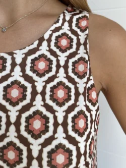 Vestido Tirantes Seda Fría Estampado Marrón - Imagen 10