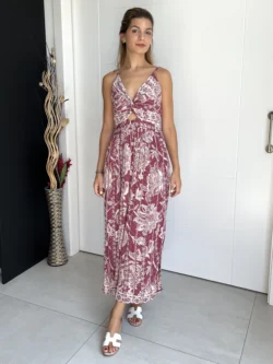 Vestido Tirantes Cruce Flores Berenjena - Imagen 5