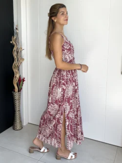 Vestido Tirantes Cruce Flores Berenjena - Imagen 7