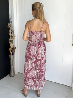 Vestido Tirantes Cruce Flores Berenjena - Imagen 8