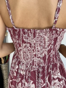 Vestido Tirantes Cruce Flores Berenjena - Imagen 9