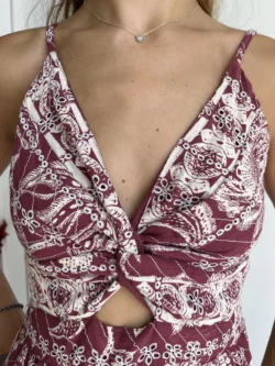 Vestido Tirantes Cruce Flores Berenjena - Imagen 10