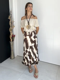 Falda Raso Estampada Chocolate - Imagen 7