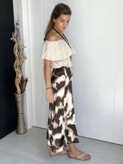 Falda Raso Estampada Chocolate - Imagen 8
