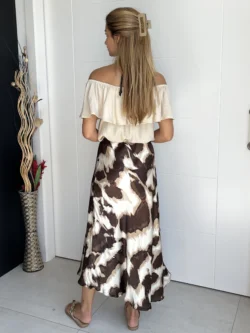 Falda Raso Estampada Chocolate - Imagen 9