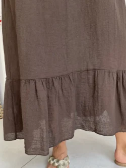 Vestido Midi Vuelo Volantes Chocolate - Imagen 11