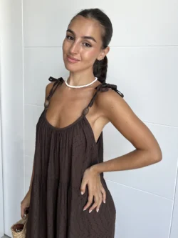 Vestido Boho Bolas Chocolate - Imagen 2