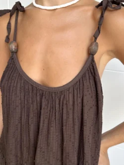 Vestido Boho Bolas Chocolate - Imagen 6
