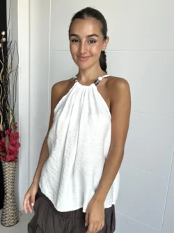 Top Blanco Halter Tirantes Bolas
