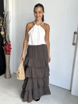 Top Blanco Halter Tirantes Bolas - Imagen 5