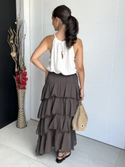 Falda Midi Volantes Chocolate - Imagen 10