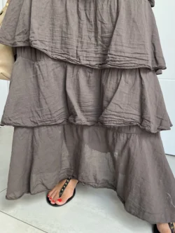 Falda Midi Volantes Chocolate - Imagen 12