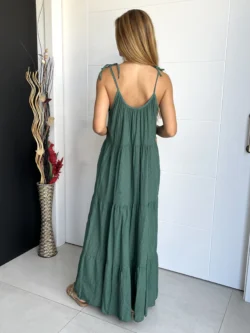 Vestido Boho Bolas Verde - Imagen 8
