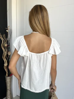 Blusa Tirantes Bordada Crudo - Imagen 3