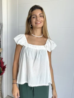 Blusa Tirantes Bordada Crudo - Imagen 5