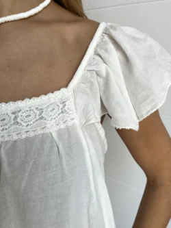 Blusa Tirantes Bordada Crudo - Imagen 7