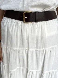 Falda Midi Blanca Cinturón - Imagen 8