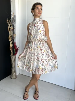 Vestido Corto Halter Flores - Imagen 3