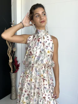 Vestido Corto Halter Flores - Imagen 2