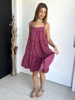 Vestido Corto Oversize Berenjena - Imagen 4