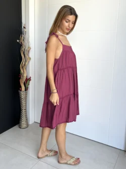 Vestido Corto Oversize Berenjena - Imagen 5