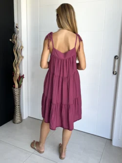 Vestido Corto Oversize Berenjena - Imagen 6