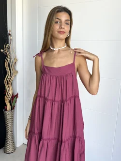 Vestido Corto Oversize Berenjena - Imagen 7