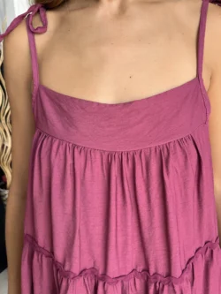 Vestido Corto Oversize Berenjena - Imagen 8