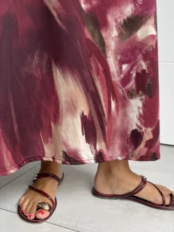 Vestido Tirantes Seda Fría Óleo Burdeos - Imagen 11