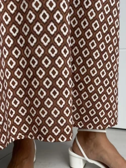 Vestido Tirantes Seda Fría Rombos Marrón - Imagen 10